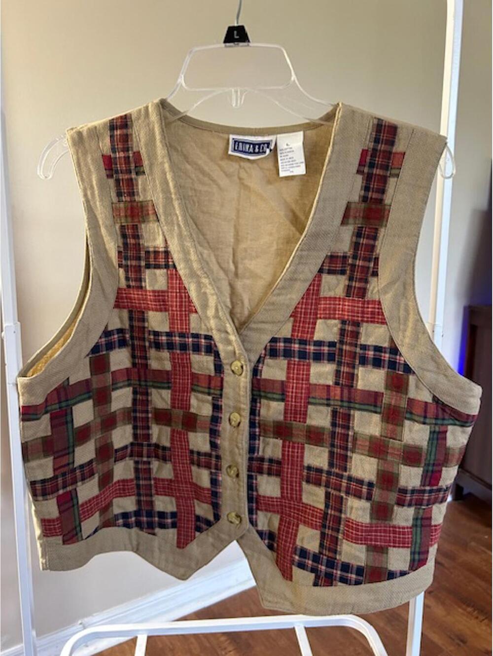 Erika & Co Women's Patchwork Cotton Vest Size L